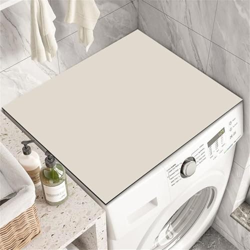 FANSU Tapis de Protection Dessus Machine à Laver, Tapis pour Dessus de Machine à Laver Antidérapant Couleur Unie Housse pour Dessus de Machine à Laver Absorbant Séchage Rapide (60x60cm,Beige)