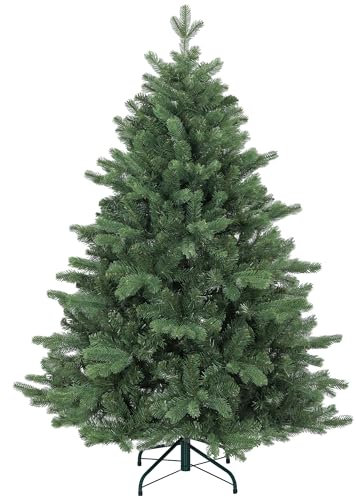 HOMCOM Künstlicher Weihnachtsbaum 150 cm mit 847 feuerfesten Zweigen, Realistischer Weihnachtsbaum Faltbares Reißverschluss-Design mit Metallfuß, Grün