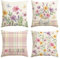 Artoid Mode Blumen Vase Blätter Frühling Kissenbezüge 4er Set, 40x40 cm Sommer Strifen Tupfen Sunshine Zierkissenbezug Couch Wohnzimmer Deko