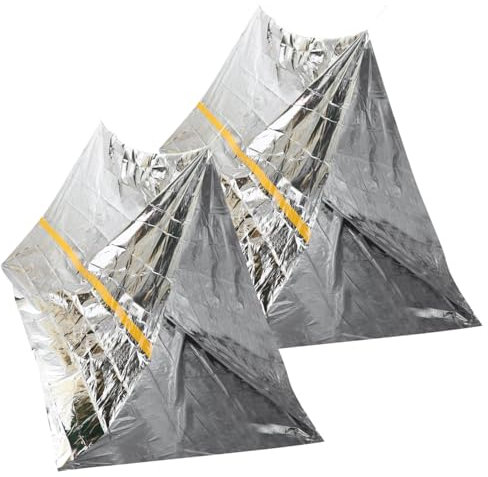 TOGEVAL Tienda De Campaña De Emergencia Desechable 2 Pcs Plateadas Refugio Tubular Portátil Resistente Al Agua Fácil De Adecuado para Camping y