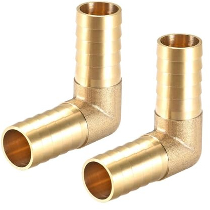 MACHSWON Brass Hose Connector 19mm Metal Double Ended 90 Degree Right Angle Copper Pagoda Joint Pipe Hose Air Fuel Hose Joiner Water Pipe Gas Tubing Hose Fitting 2pcs