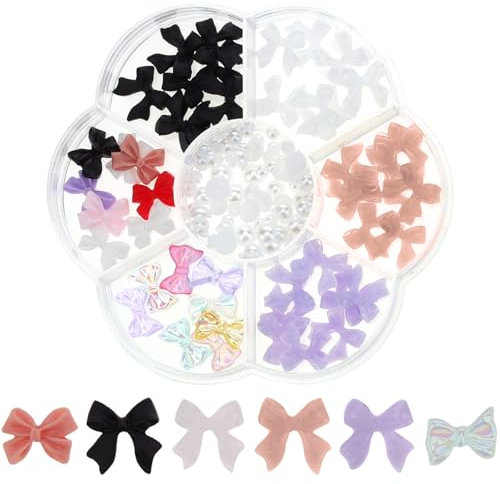1 scatola di unghie con fiocco 3D, strass per unghie, adesivi di cristallo per unghie, pietre diamantate per unghie, decorazione fai da te