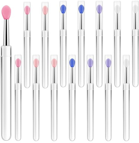 Oruola 15 Pcs Silicone Lip Brush,Silicone Lipstick Applicators,Multi Lips Brushes for Balm,Gloss,Concealer, Applying Mask Oil,Reusable Lip Brush for Lipstick,5 Color