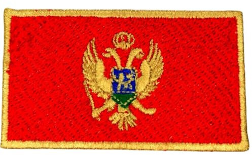 BeBuz All Country Flag Patches, Embroidered Iron-On/Sew On National Flags, World Country Badge Appliques Travel Souvenir Patch for Jacket, Backpack, Hat, DIY Craft (Montenegro Flag)