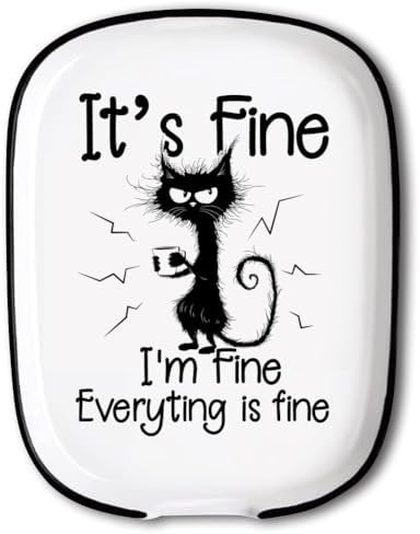 ANATTASOUL Spoon Rest for Stove Top Cat Pattern 4.52x5.9 Large Spoon Holder, Heat Resistant Utensil Holder Kitchen Counter Decor for Cooking Lover