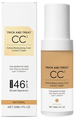 Color Control Creme CC- Creams für Feuchtigkeitsspendende, aufhellende Make-up-Creme mit Deckkraft & Ölkontrolle für trockene und ölige Haut cc cream mit sonnenschutz 46 (natürliche Farbe, 30ml)