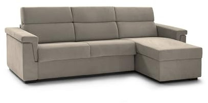 Talamo Italia - Schlafsofa mit Halbinsel Ombretta, Verwandelbares Ecksofa für das Wohnzimmer, gepolstert, abnehmbar, 100% Made in Italy, 285x160 h100 cm, Taube