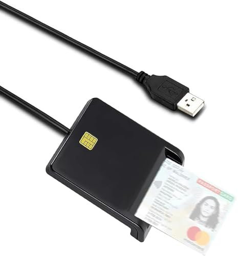 Lector de tarjetas de identificación con mini disco, lector de tarjetas inteligentes USB, lector de tarjetas de memoria CAC Plug and Play, ISO 7816 Clase A, AB, C, acceso común USB 2.0, compatible con