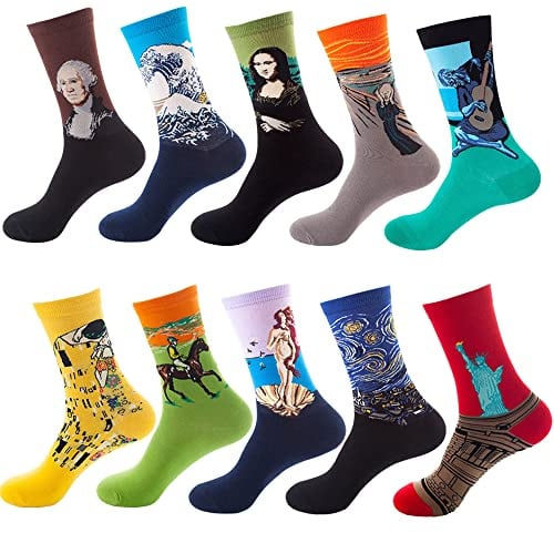 Herrensocken, bunt, flippiges Design, reiche Baumwolle, Anzugsocken für Herren und Damen, 10 Stück, Multicolor-d, Einheitsgröße