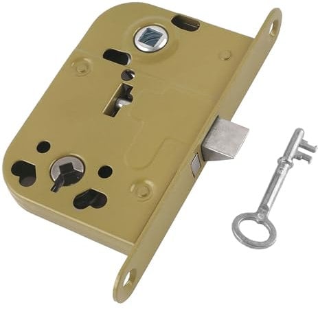 BAUSTER® Einsteckschloss 72/45 mit Buntbartschlüssel – Kastenschloss für Innentüren – Retro Türschloss Altbau – rechts/links verwendbar – klassisch & stabil – inkl. Schlüssel