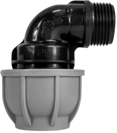 MYPURECORE MDPE Compression Fitting 20-50mm – Straight, Elbow, Tee, Stop End & Valve – BSP Threaded Water Pipe Connector – Leak-Proof Irrigation for Blue Pipe (Elbow 25mm x 3/4 bspm)