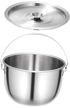Folpus Edelstahl Camping Topf Kochtopf mit Deckel und Griff Ölbehälter für Camping Home Party Kochen Gewerbe, 2L