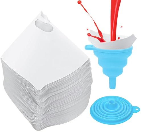 150PCS Paper Paint Filter, Disposable Paint Strainers, 190 Micron Nylon Mesh Filter Paper with Silicone Funnel, Anti-Clogging for for Smooth Paint Flow, for Automotive Spray, Art Painting, Arts Craft