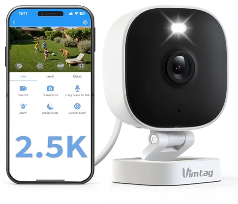 Vimtag 2.5K 4MP Outdoor Security Camera Wired, CCTV Camera Systems WiFi w/Color Night Vision for Home, Pet, Baby, Nanny, IP65, Motion Detection, 2-Way Audio, Siren, 24/7 Recording, Works with Alexa