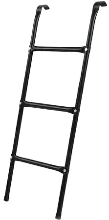 Relaxdays Trampolin Leiter, HxB: 96 x 38 cm, zum Einhängen, 3 Stufen, Leiter Gartentrampolin, universal, Stahl, schwarz
