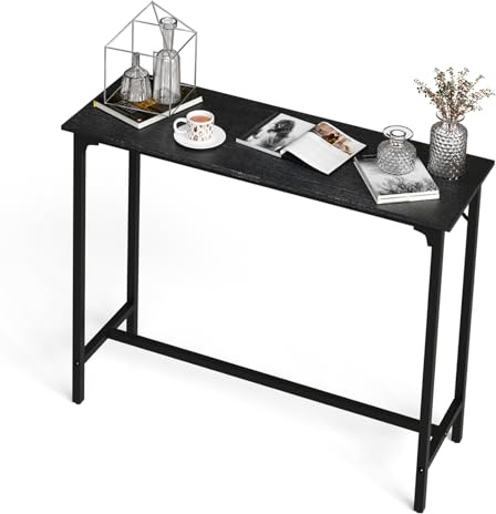 Bonnlo 110cm Rectangular Bar Table, Pub Breakfast Table with Metal Frame