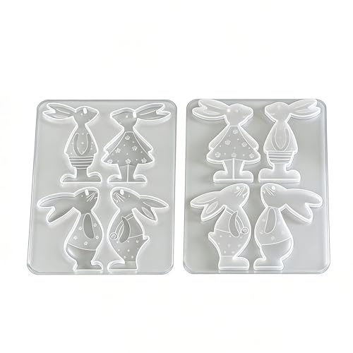Silikonformen Gießformen Ostern, Gips Silikonform Hasen, Kerzen Silikonformen Gießformen, Silikonform für Schlüsselanhänger Anhänger Frühlingsdekoration, für DIY Basteln Osterdeko Handwerk