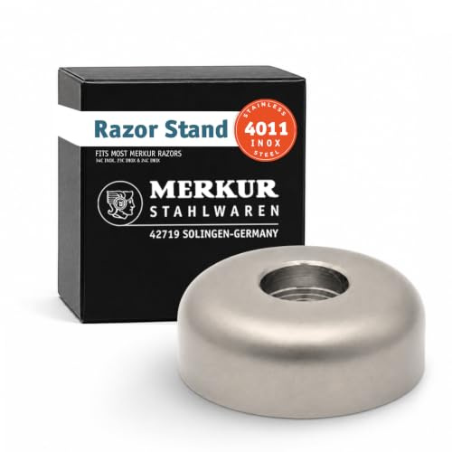 MERKUR Rasierständer INOX 4011 | rutschfest | Edelstahl, satiniert | passt für Rasierhobel 23 INOX, 24 INOX und 34 INOX | Made in Germany