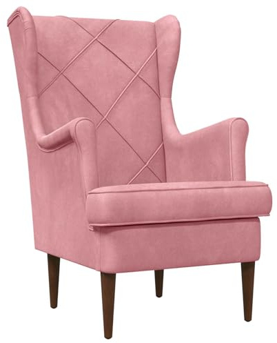 vidaXL Sessel Rosa Samt, Moderner Sessel, aus Velours, bequemer Sitz für Schlafzimmer, robust, Metallgestell, praktische Möbel für drinnen