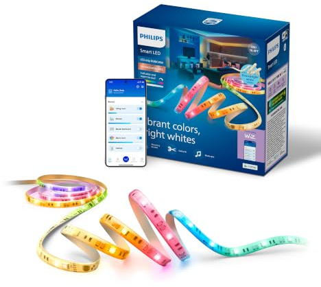 Philips Smart Lighting RGBICWW-LED-Streifen, 5 m, Typ C, Mehrfarbige Farbverläufe, Einstellbares Weißlicht, Ambientes Licht, Connected by WiZ, Alexa, Google Home, Apple Home, 1er-Pack