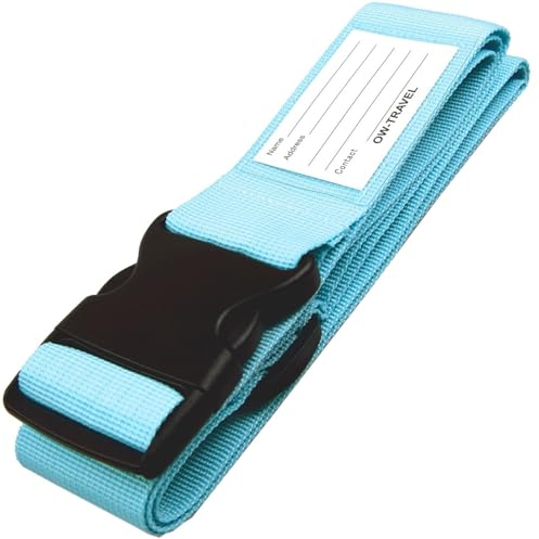 OW-Travel Sangle Valise Voyage: Sangle de Bagage avec Etiquette Valise d'Identification Valise Securite: Accessoire de Voyage: Sangles pour Valise: Bagage Ceinture Valises 1 Bleu