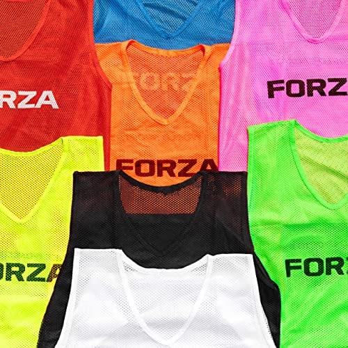 FORZA Training Leibchen (5er-Set) – Multifarbige Trainingswesten Größen | Fussball Leibchen Kinder & Leibchen Erwachsene | Fussballtraining Zubehör (Orange, Jugendliche)