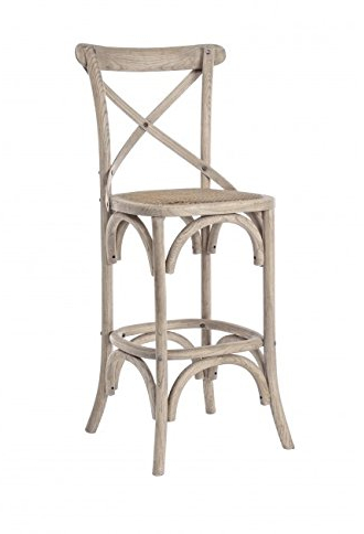 Bizzotto Cross Hocker Bar, Polyurethan-Finish, Holz, Grau, 47 x 43 x 119 cm
