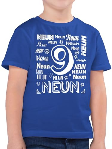 Kinder T-Shirt Jungen - 9. Geburtstag - Neunter Zahlen - 140 (9/11 Jahre) - Royalblau - geburtstagsshirt 9 Tshirt Jahre Junge neun Shirt personalisiert 9.Geburtstag t-Shirts Birthday Sieben t