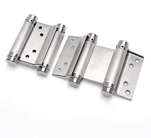 Ranbo 125mm Charnières À double Ressort,en Acier Inox À Double Action pour Portes Battante Charnière Fermeture Automatique pour Saloon Café Bar Pub Comptoir Porte Placard Jusqu'à 30kg (2 PCS)