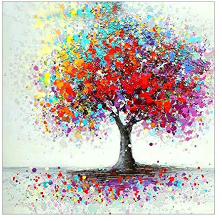 MXJSUA 5D Diamond Painting Vollrunde Bohrkits Klebekunsthandwerk für Wohnwanddekoration Bunter Baum 30x30cm