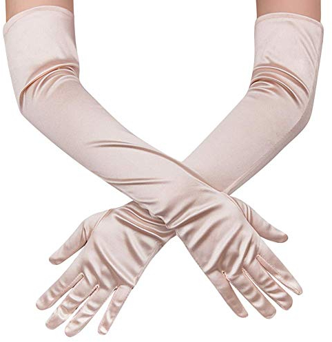 Ruiuzi 1920s Opera Guanti di Raso Lunghezza Gomito Lunghi Guanti Dimensione Adulta per le Donne (21 Inches-champagne)