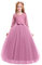 IWEMEK Robe de Carnaval Princesse Longue en Dentelle pour Enfants Fille - Demoiselle d'honneur, Soirée, Mariage, Première Communion, Anniversaire, Fête, Photographie - Avec Bowknot - 9-10 Ans