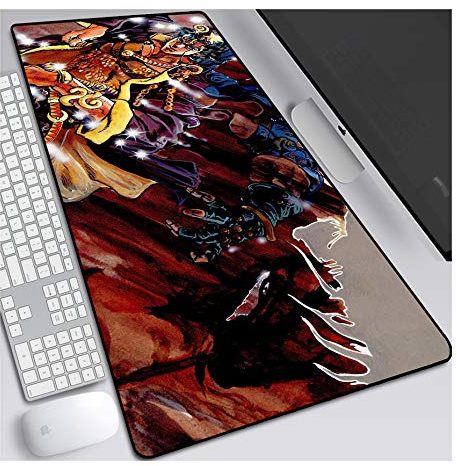 Mauspad JoJo's Bizarre Adventure Gaming Mauspad, 900 x 400 mm, 3mm Vernähte Kanten, rutschfest Anime Mousepad, mit Einer speziellen Oberfläche verbessert Geschwindigkeit und Präzision, D