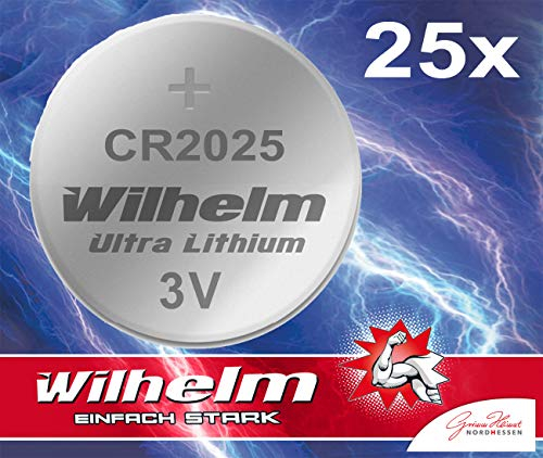 25 x Knopfzelle CR2025 Wilhelm Batterie Lithium 3V CR 2025 Industrieware…