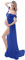 FEOYA-Femmes Photographie Robe de Maternite Hors Epaule Sexy Robe Enceinte en Mousseline de Soie Maxi Longue Robe pour Seance Photo Fendue Avant Ete Jupes Respirantes,L,Bleu Royal