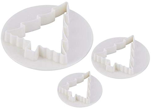 DUORUI 3pcs Christmas Cookie Cutters Biscuit Fondant Cake Mould Plastic Fir Tree Pattern for Kids DIY Baking Tool Decorating Party