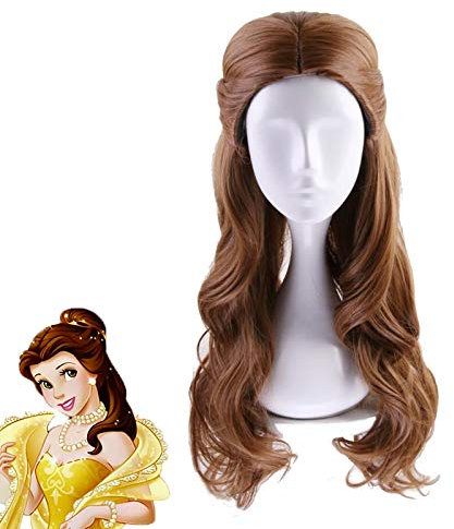 Die Schöne und das Biest Prinzessin Belle Cosplay Perücke Frauen Langwelliges Kunsthaar Halloween Kostüm Party Rollenspiel Perücken 1116