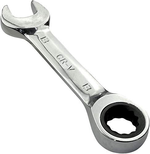 Aerzetix - Chiave piatta combinata aperta/classica 13mm - Chiave a cricchetto 13mm Anello/Occhiello 12 lati - Manico corto/dritto/lucidoto/metrico - in CR-V per serrare/assemblare - Argento - C45610
