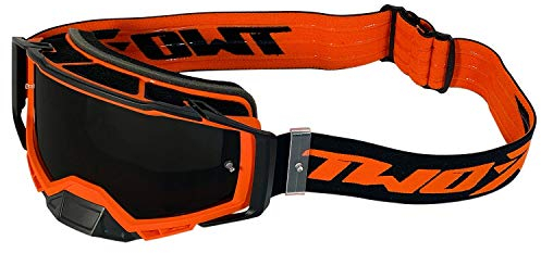 TWO-X Cross-Brille - Motocross-Brille mit getöntem schwarzen Glas - Motorrad-Brille - Enduro & Downhill - Schutz-Brille - Atom - Fury-Orange