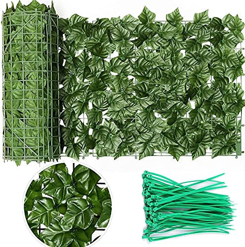 Pantalla de Privacidad de Hiedra Artificial, 0,5 x 3 m Cerca de seto Artificial Expandible Decoración de Hoja de Vid de Hiedra Sintética para Jardín Interior al Aire Libre