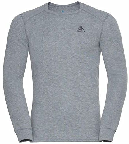 Odlo Herren Thermounterwäsche Active Warm Thermoshirt Skiunterwäsche Mit Rundhals Funktionsunterwäsche Langarm Shirt, Odlo Steel Grey Melange, L EU