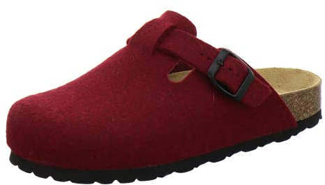 AFS-Schuhe Damen Hausschuhe geschlossen aus Filz, Bequeme, warme Winter Clogs, Made in Germany, 26900 (40 EU, beere)