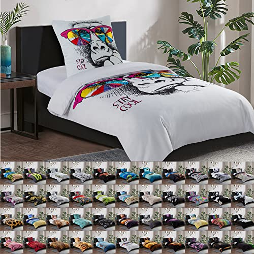 Sanilo® Bettwäsche 135x200 cm, 100% feinste Baumwolle, 2-teilig, Bettbezug, Kissenbezug 80x80cm, Oeko-TEX Zertifiziert (Stay Cool, 2-teilig 135x200 cm)