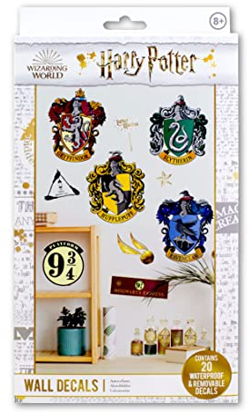 Harry Potter Wandsticker - Offiziell Lizenziertes Zauberer-Welt Merchandise, Set aus 20 abnehmbaren wasserfesten Stickern, Schlafzimmerdeko für Potter-Fans