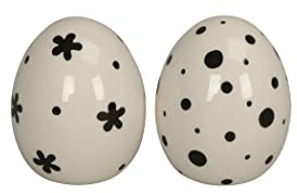 finehomegarden Keramik Ei DOLOMIT 2erSet schwarz/Weiss Osterei Ø6,5cm H8,5cm Osterdeko Ostern