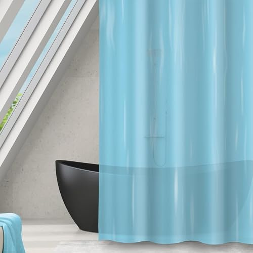 MSV Anti-Schimmel Duschvorhang - Anti-Bakteriell, waschbar, wasserdicht, Eva, 180x180cm Blau