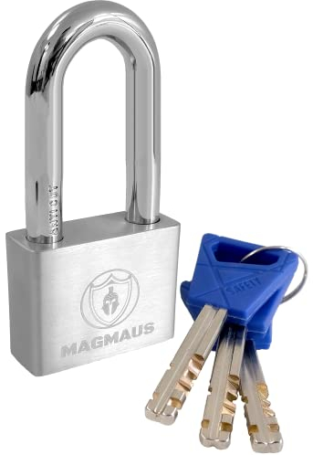 Magmaus® PDE/50 Candado de Acero Antioxidable Resistente a la Intemperie. Candado Seguro con Vástago de 10 mm Anticorte. Protección de Alta Seguridad. Candados para Puertas, Trasteros y Cobertizos