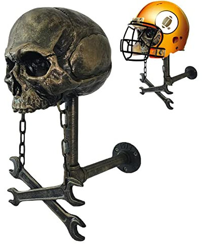 Totenkopf-Helmständer, Totenkopf-Helmhalterung, Helmhalterung, abnehmbare Harzhandwerk, Totenkopf-Helmaufhänger für Motorrad, Fahrrad