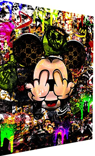 Magic Canvas Art Micky Maus Finger Pop Art Leinwandbild 1- teilig Hochwertiger Kunstdruck Wandbilder B8337, Material: Poster ungerahmt, Größe: 60 x 40 cm, Weiß