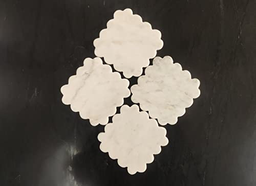 Sous-verres en marbre blanc naturel, ensemble de sous-verres, sous-verres en marbre, sous-verres à vin, sous-verres à café (sous-verres 4 pièces)